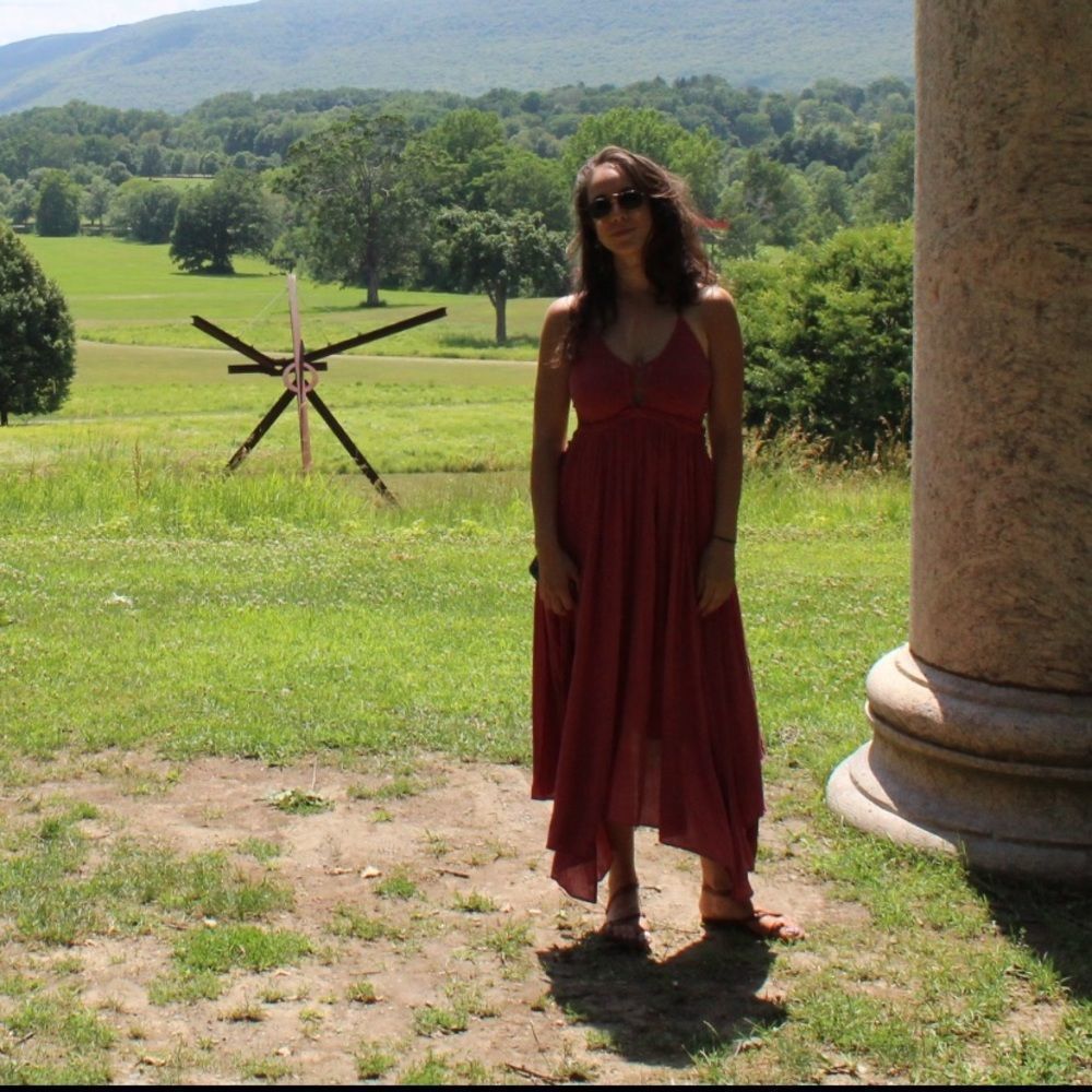 Pink Free People dress w/ lace-up sides